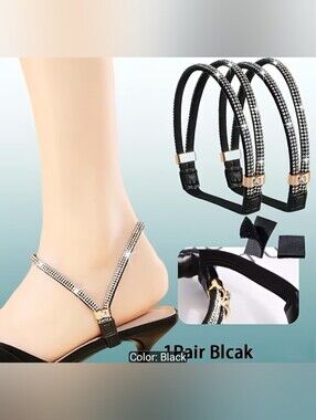 Black Rhinestone Double-Strap Heel Accessory